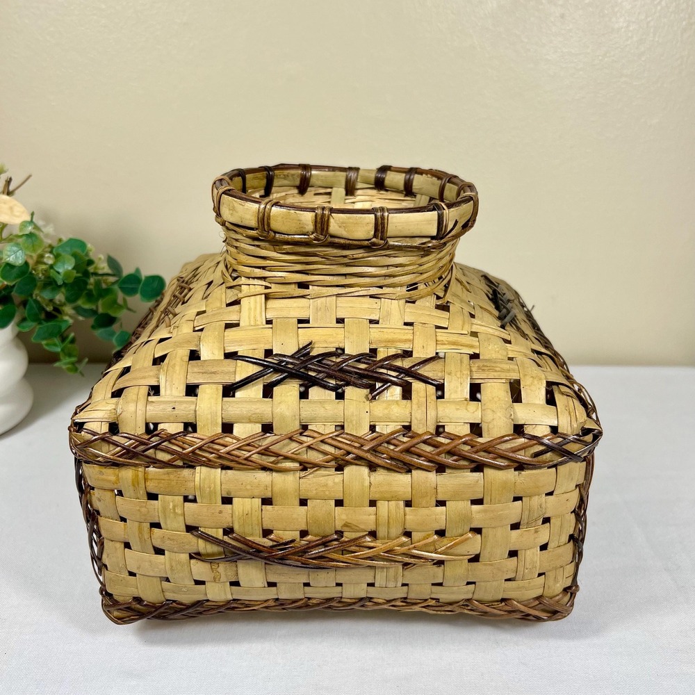 Vintage Japanese KEBANA Bamboo Basket Vase